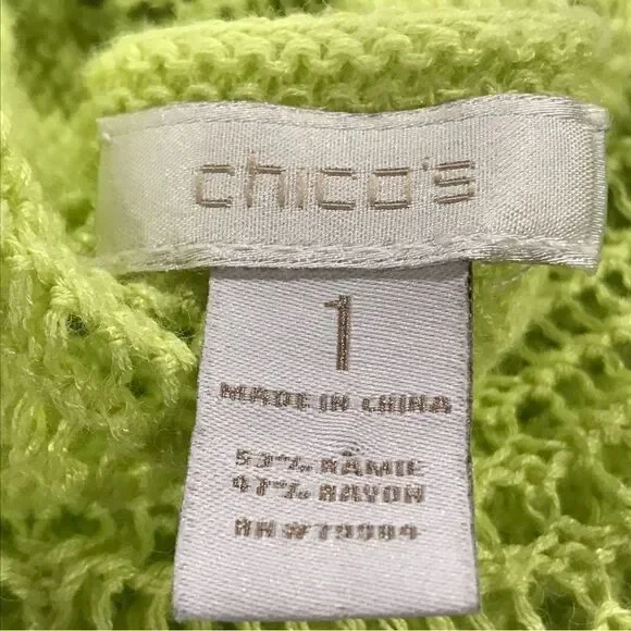 Chico’s lime color open knit sweater - Picture 10 of 12